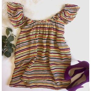 J. Crew Collection Silk Rainbow 🌈 Striped Top XL